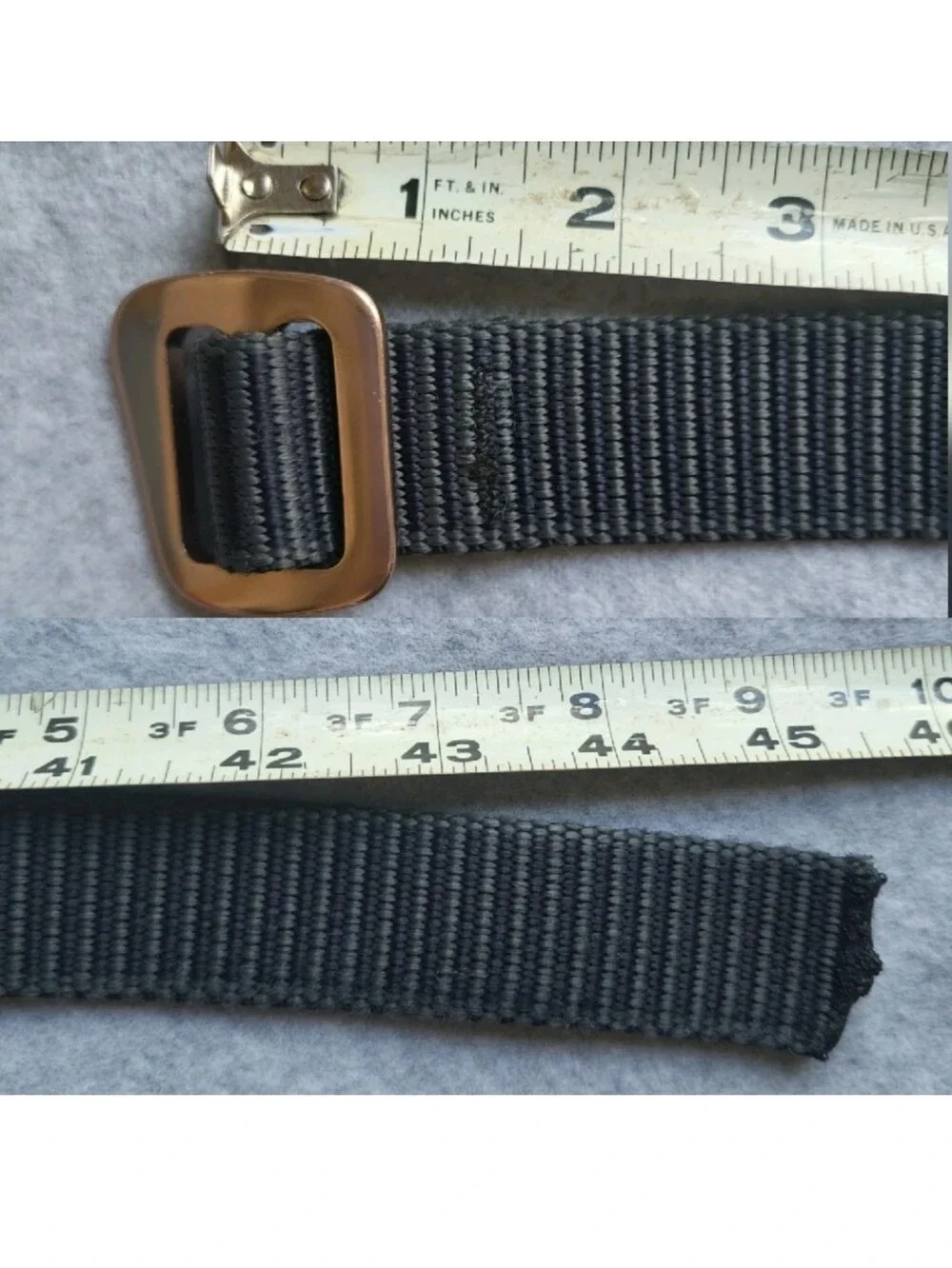 Bison Designs Webbed Belt Mens L Gray Nylon Tactical Military Outdoor USA Made